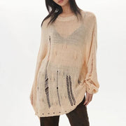 Women's round neck sweater with cut-out design - MRSLM