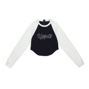 women's cropped color block long sleeve top, view 6 - MRSLM