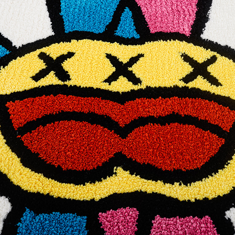 colorful smiling face tufted rug, view 6 - MRSLM