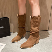 women's suede mid-calf boots, view 4 - MRSLM