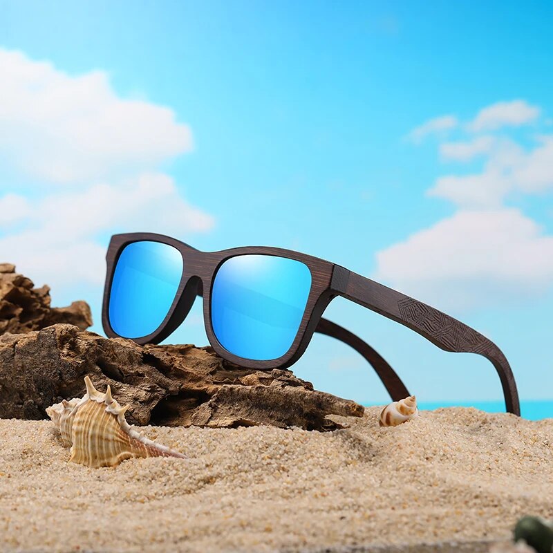 natural bamboo polarized sunglasses, view 8 - MRSLM