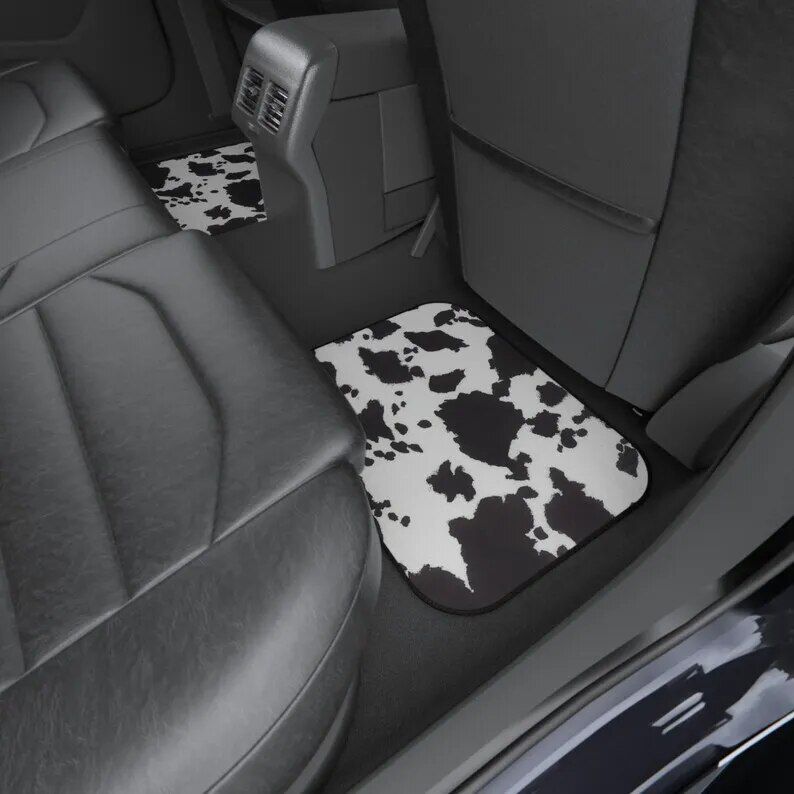 cow print car floor mats, view 7 - MRSLM