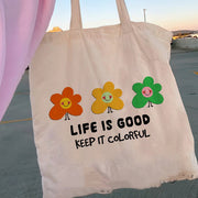 floral tote bag for women, view 5 - MRSLM