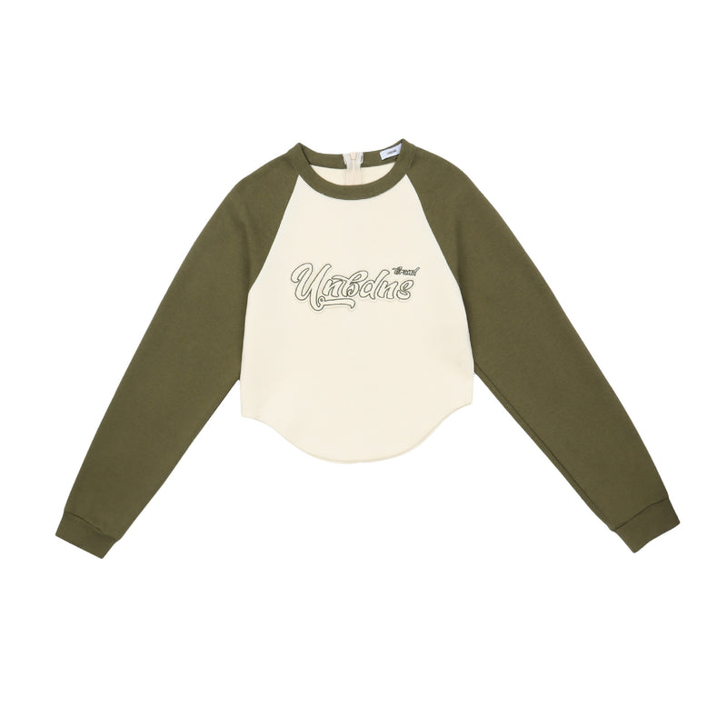 women's cropped color block long sleeve top, view 2 - MRSLM