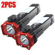 4-in-1 usb charging flashlight with safety hammer, view 3 - MRSLM