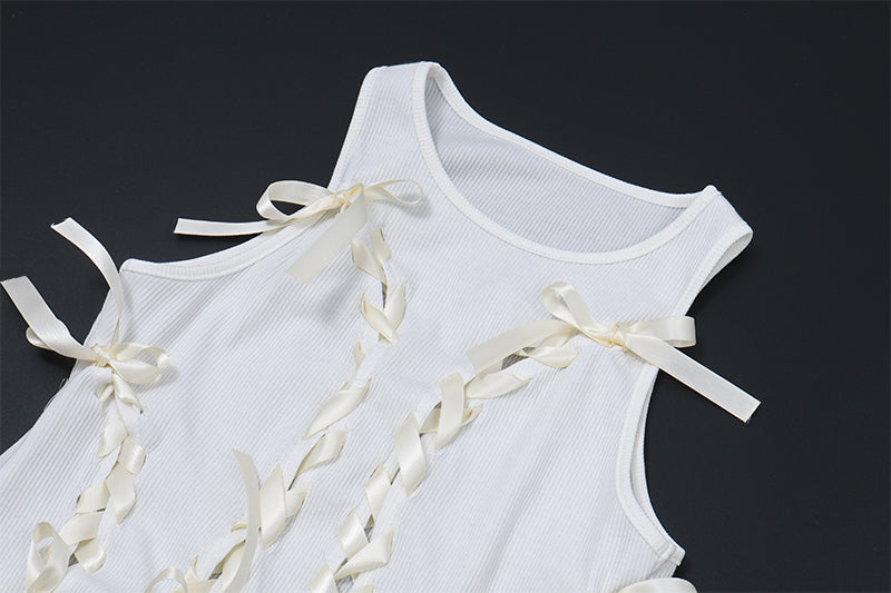 women's french cut-out short vest top, view 5 - MRSLM
