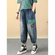 embroidered patchwork harem jeans, view 5 - MRSLM