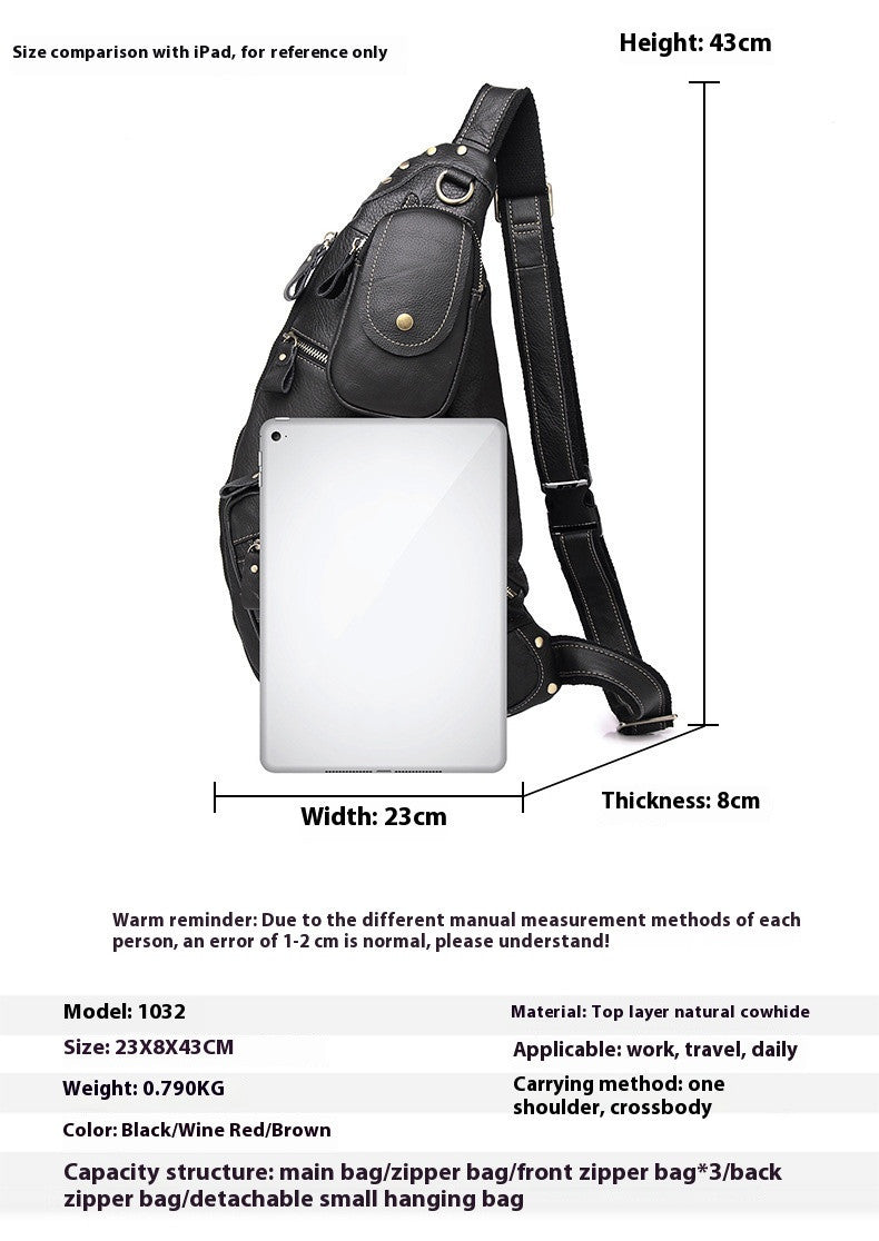 Retro cowhide messenger bag, view 9 - MRSLM