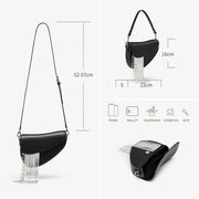 Black leather tassel crossbody saddle bag, view 6 - MRSLM