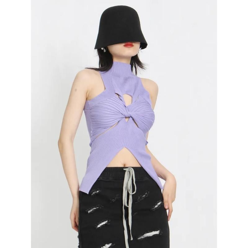 knit hollow-out sleeveless tank top, view 23 - MRSLM