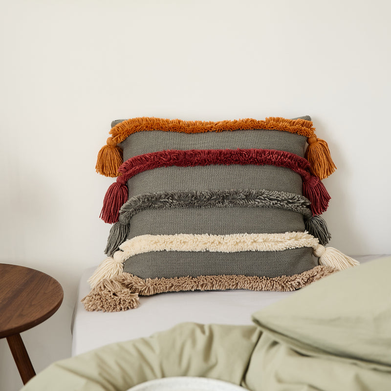 bohemian tufted cushion cover, view 2 - MRSLM