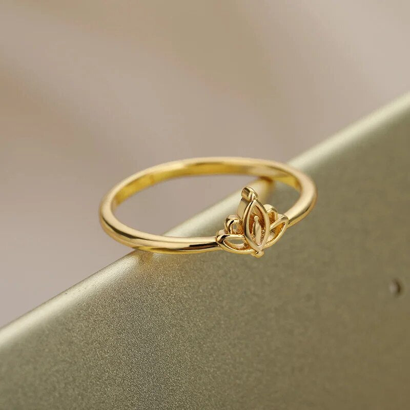 Stainless steel lotus flower ring, view 7 - MRSLM