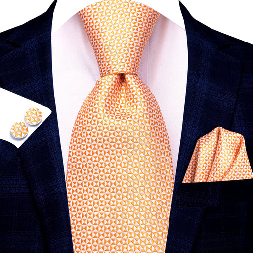 orange silk necktie set for men - MRSLM