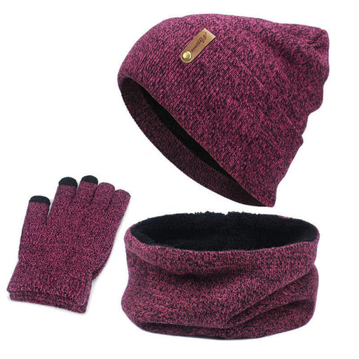 Knit beanie scarf and touchscreen gloves set - MRSLM