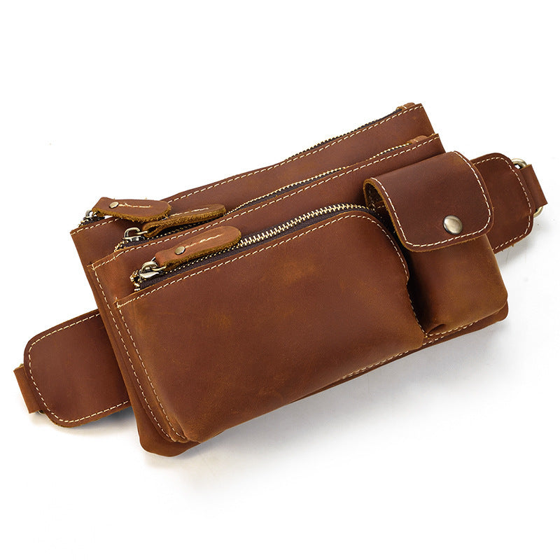 men's cowhide waist crossbody bag, view 5 - MRSLM