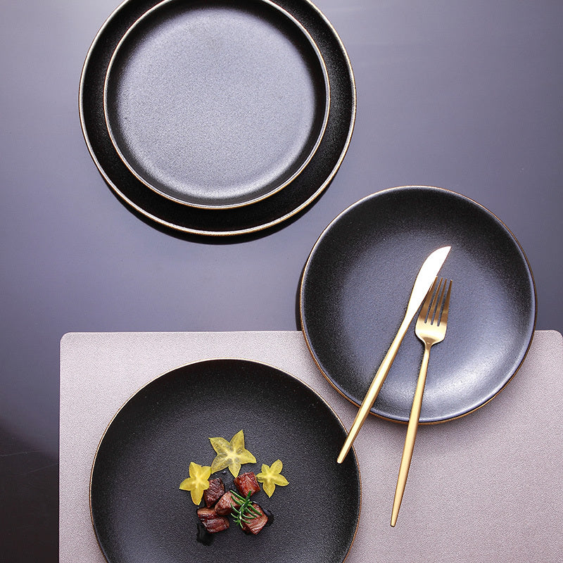 round flat porcelain steak plate - MRSLM