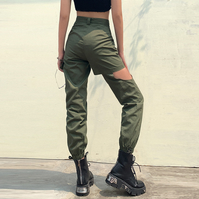 Irregular Stitching Casual Pants Pocket Harem Pants Overalls