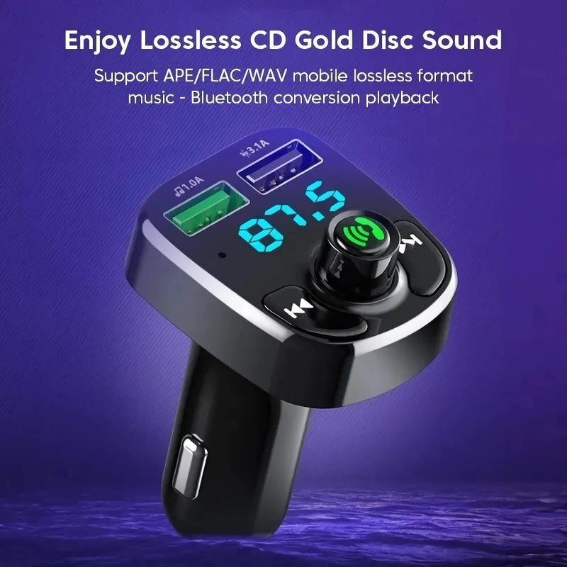 led mp3 car bluetooth fm transmitter with dual usb charger, view 3 - MRSLM