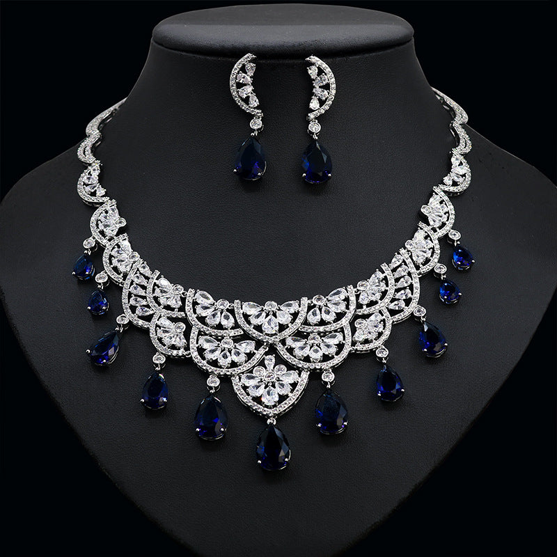 zirconia heart necklace and earrings set, view 4 - MRSLM