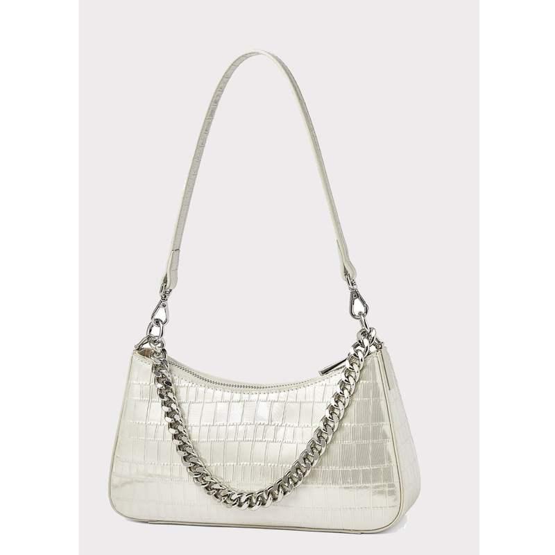 alligator pattern leather shoulder bag, view 5 - MRSLM