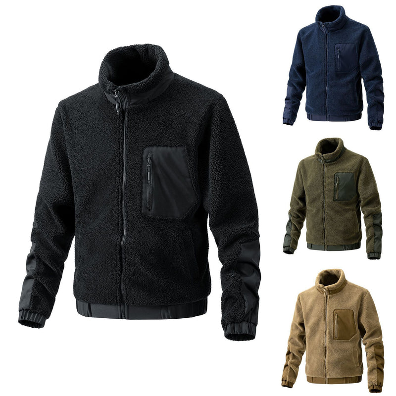 men's standing collar fleece jacket, view 5 - MRSLM