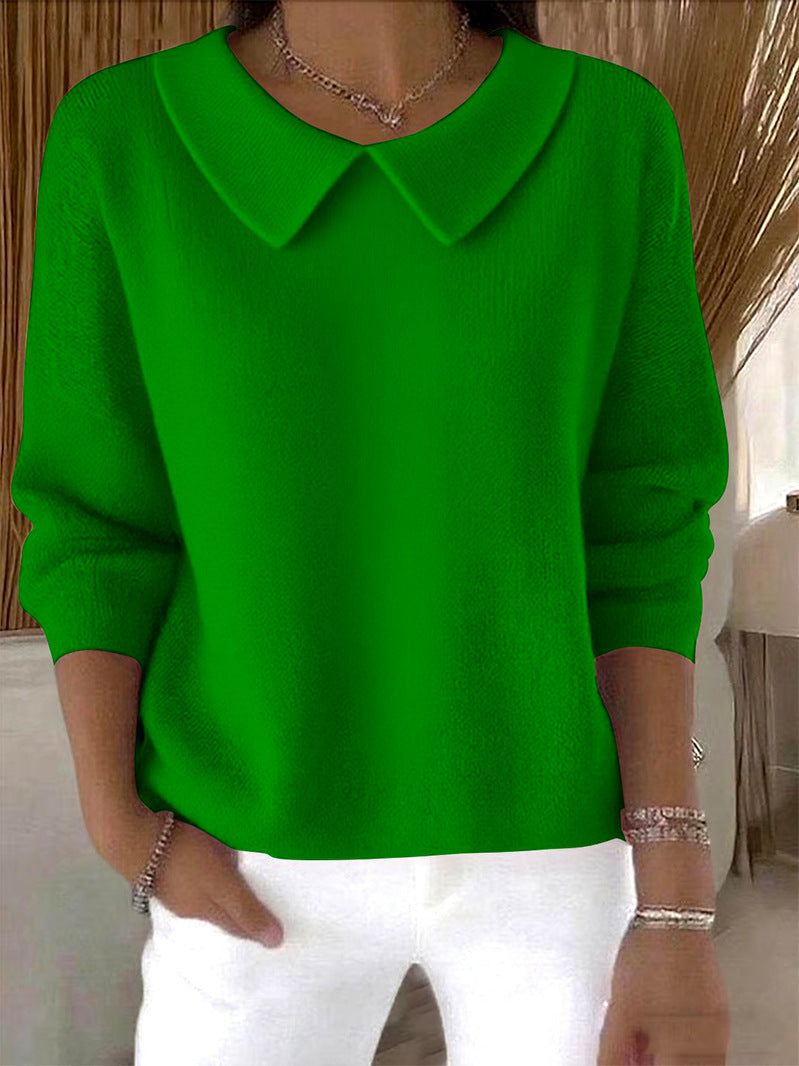 women's loose solid color long-sleeve top, view 8 - MRSLM