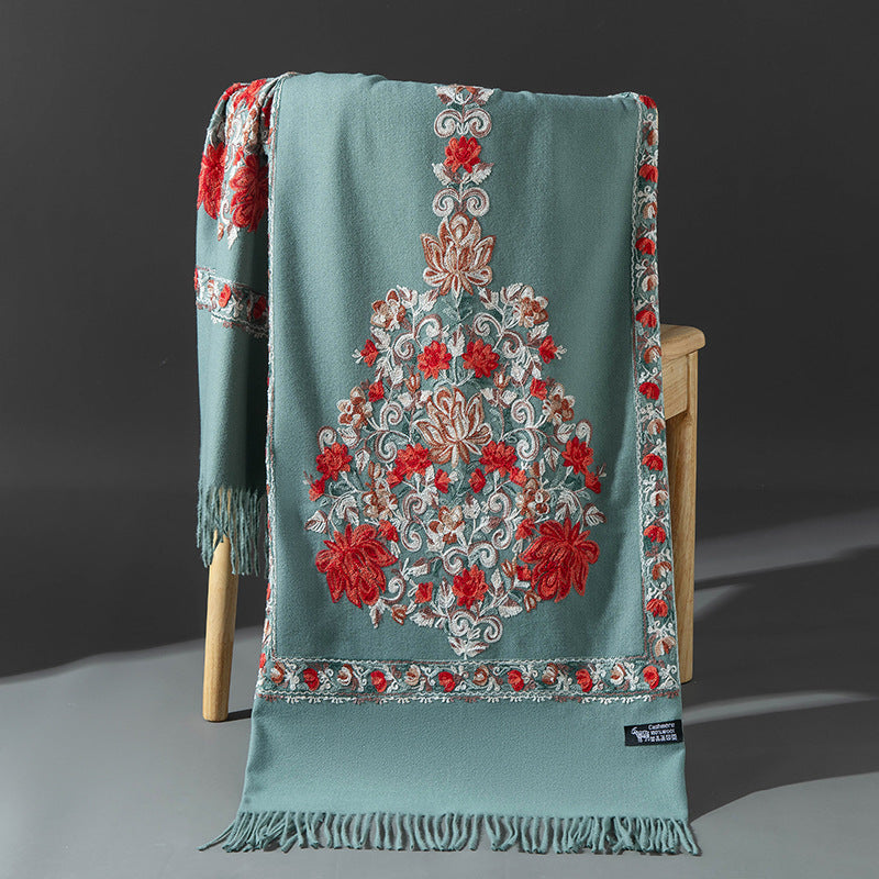embroidered knitted shawl, view 5 - MRSLM