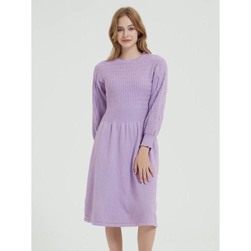 long sleeve knitted sweater dress, view 6 - MRSLM