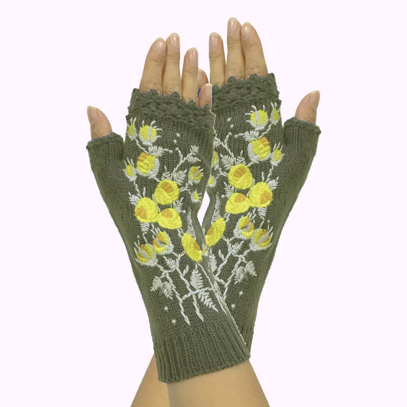 Women's Knitted Embroidery Gloves