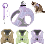 reflective mesh cat and small dog harness set, view 9 - MRSLM