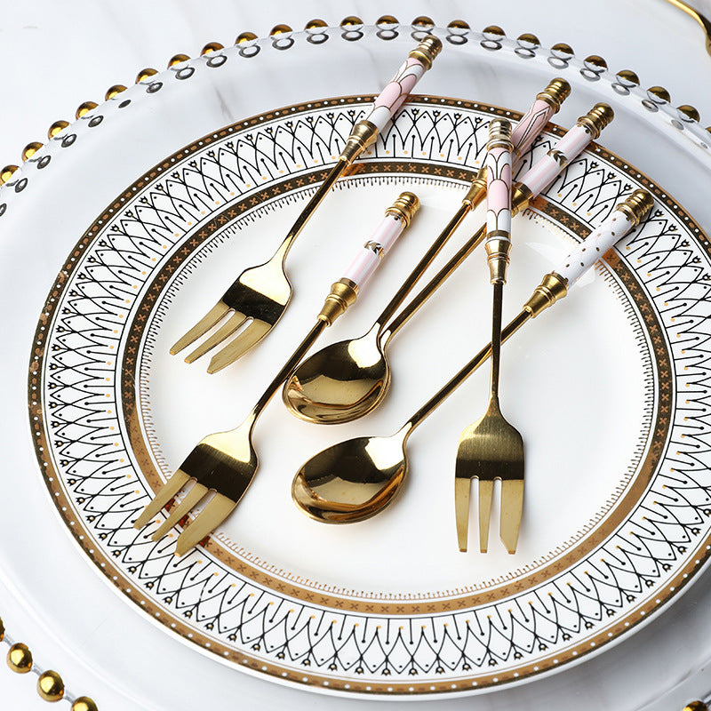gold dessert fork, view 16 - MRSLM
