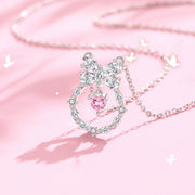 925 silver heart zircon pendant necklace, view 3 - MRSLM