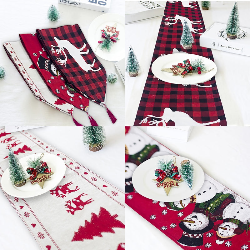 Christmas cotton-linen table runner, view 5 - MRSLM
