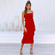 Women's strap pleated maxi dress, view 4 - MRSLM