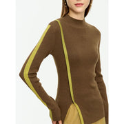 asymmetrical mock neck sweater for women, view 2 - MRSLM