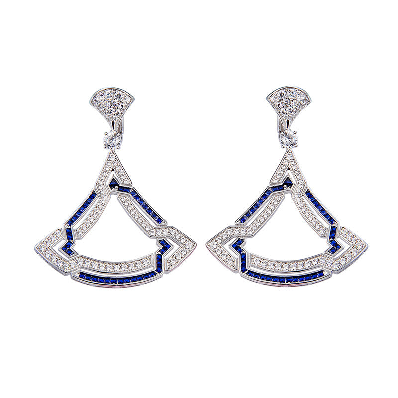 triangle zircon necklace and earring set, view 5 - MRSLM
