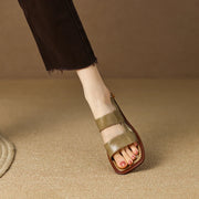 retro low heel leather sandals, view 7 - MRSLM
