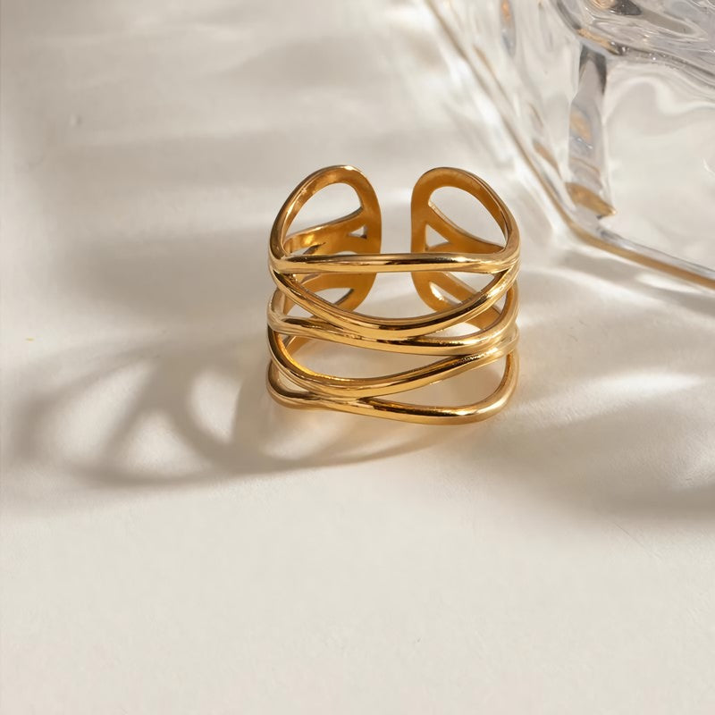 stainless steel multi-layer hollow open ring, view 4 - MRSLM