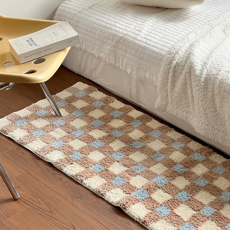 plush plaid flocking floor mat, view 9 - MRSLM