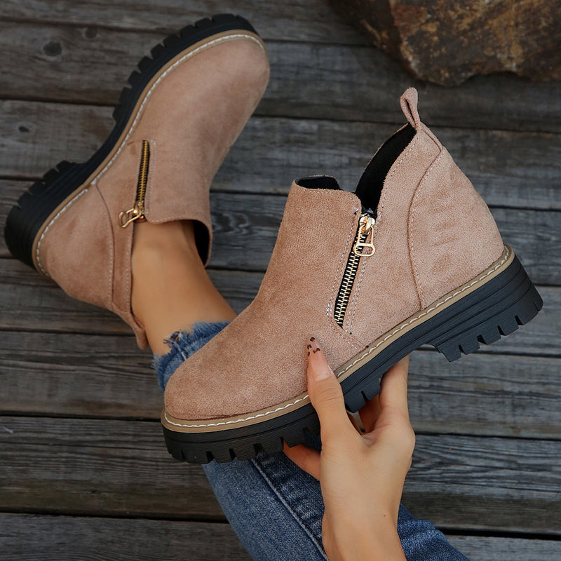 Women's suede chunky side-zip ankle boots, view 8 - MRSLM
