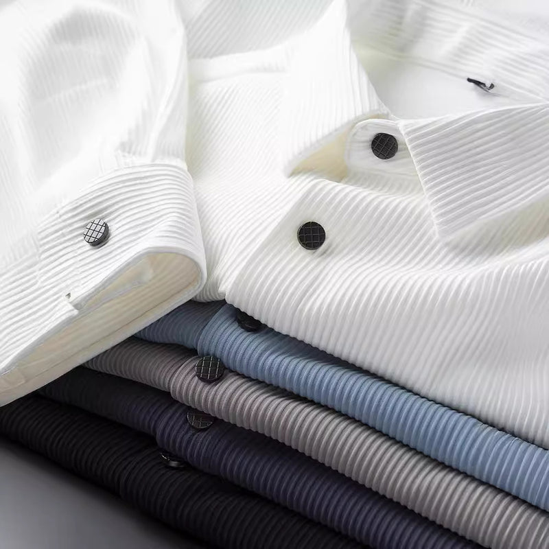thin slim fit business casual shirt, view 3 - MRSLM