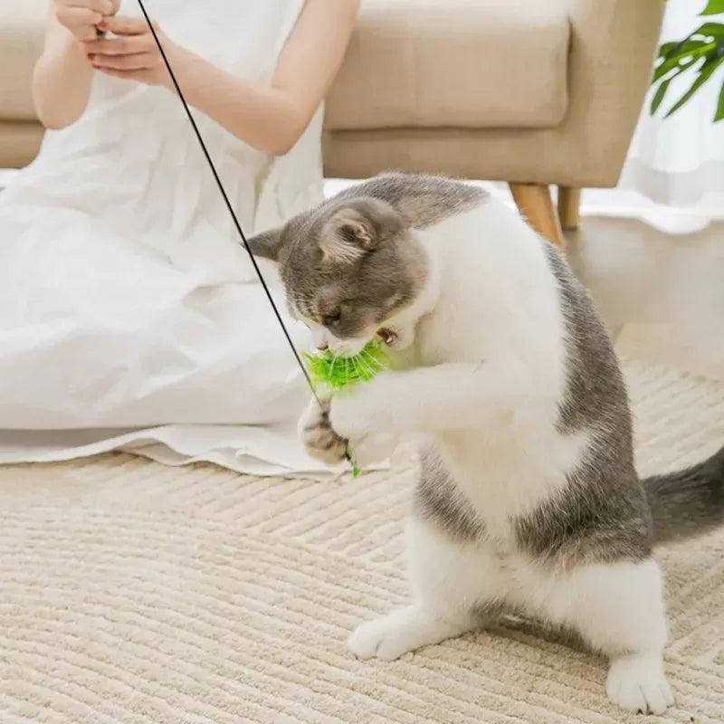 feathered bird wand cat toy, view 6 - MRSLM