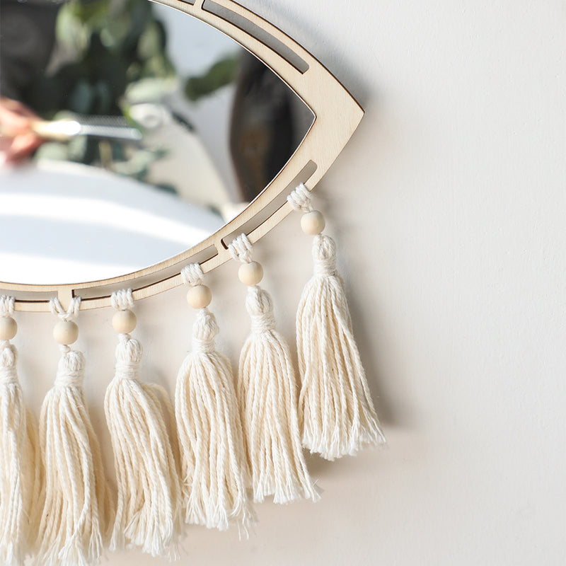 boho macrame eye mirror wall decor, view 5 - MRSLM