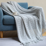 Nordic knit tassel throw blanket, view 12 - MRSLM