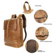 cowhide leather travel backpack, view 3 - MRSLM