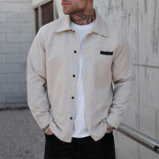 Men's apricot corduroy shirt jacket, view 2 - MRSLM