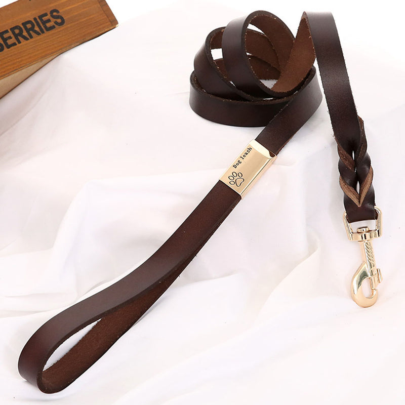 Heavy-duty leather dog leash, view 5 - MRSLM