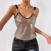 Sequined suspender chain vest top, view 4 - MRSLM