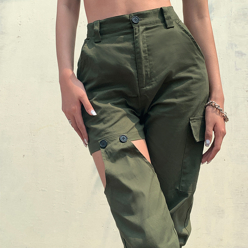 Irregular Stitching Casual Pants Pocket Harem Pants Overalls