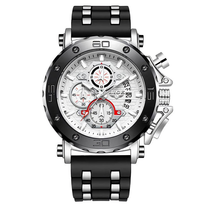 men's sports chronograph silicone watch, view 2 - MRSLM